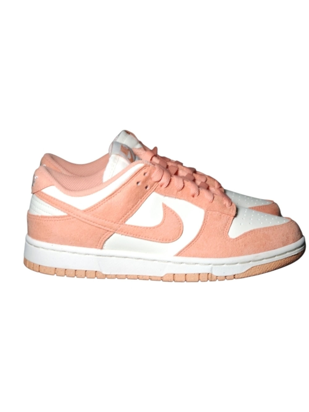 Nike Women’s Dunks Low-Top Sneakers in Pink and White Suede